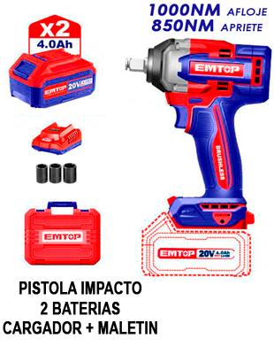 Pistola Impacto Bateria 1000N