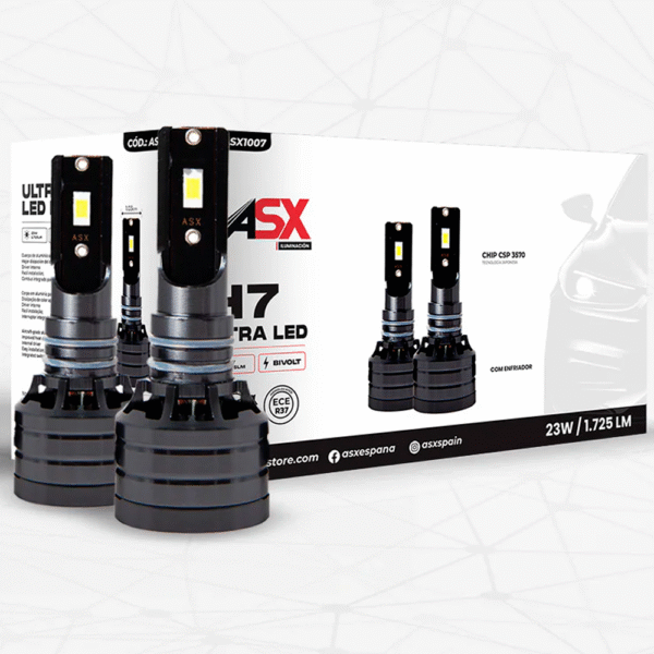 Bombillas ULTRA LED H7 ASX Homologadas ITV España - 6000K, 1725 Lúmenes Reales | Pack 2