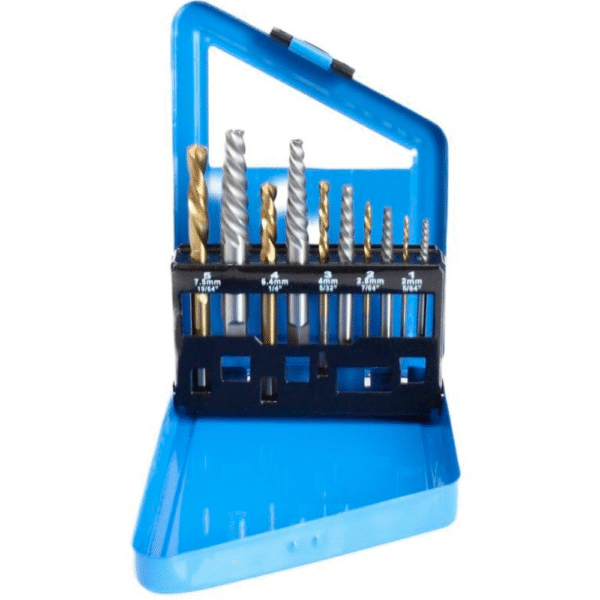 Kit Extractor de Tornillos y Brocas de Rosca Izquierda HSS (10 Piezas) | Elimina Tornillos Rotos