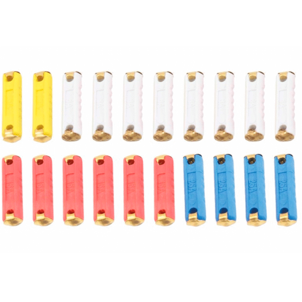 Set de Fusibles GBC 6x25mm - 20 Piezas (5A, 8A, 16A, 25A) | Protección Eléctrica