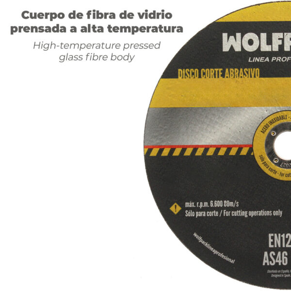 Disco de Corte Abrasivo Inoxidable WOLFPACK Ø115x1x22,2 mm – Espesor 1 mm para Radial - Imagen 3