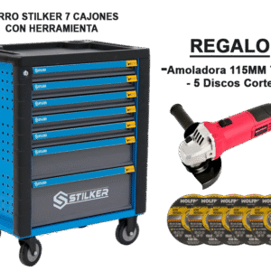 Carro Herramientas 7 Cajones + 147 Piezas REGALO: AMOLADORA + 5 DISCOS