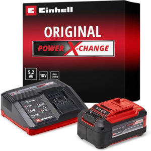 Einhell Kit Batería + Cargador 18V 5.2Ah Power X-Change – Original, 1260W, Carga Rápida