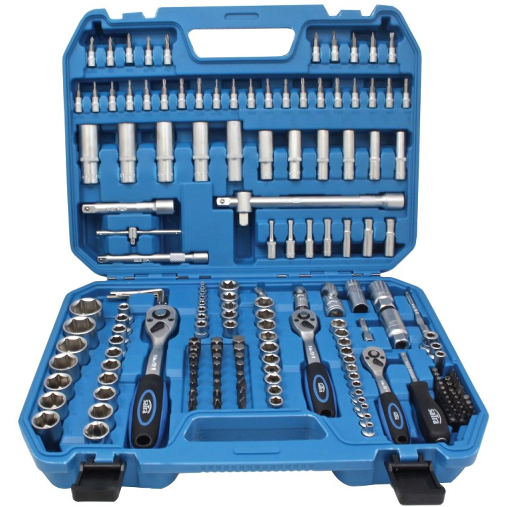 Juego de llaves de vaso 179 piezas S-BIS179 con carracas 1/4 3/8 y 1/2 en maletín profesional