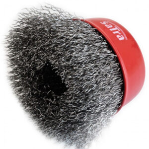 Cepillo de copa de alambre ondulado 100mm con rosca M14 para limpieza de grandes superficies planas marca SATRA