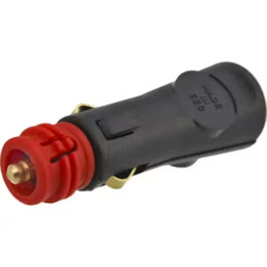 Conector macho para toma de mechero de coche 12V y 24V con fusible de seguridad y punta roja marca Ajba