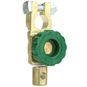 Desconectador de batería SATRA S-BS125 de latón para borne negativo con rueda verde interruptor ON-OFF