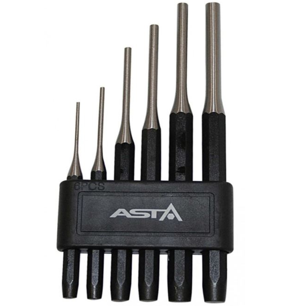 Juego de botadores cilíndricos paralelos de 6 piezas extra largos con mango hexagonal marca ASTA