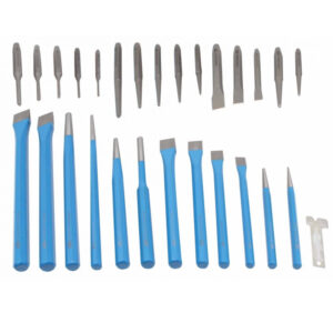 Juego completo de 28 botadores, cinceles y granetes de acero al carbono SATRA S-28CPS para metalurgia