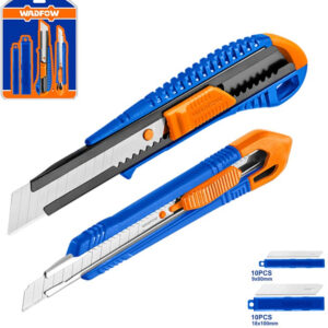 Juego de cutters con cuchillas de 9mm y 18mm con cuerpo ABS azul y 20 recambios incluidos marca WADFOW