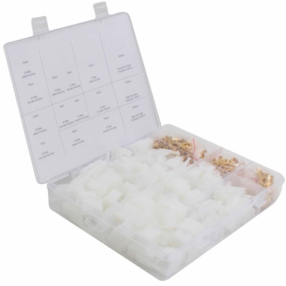 Caja organizadora con 580 conectores eléctricos de automoción de 2.8mm y terminales macho hembra marca ASTA