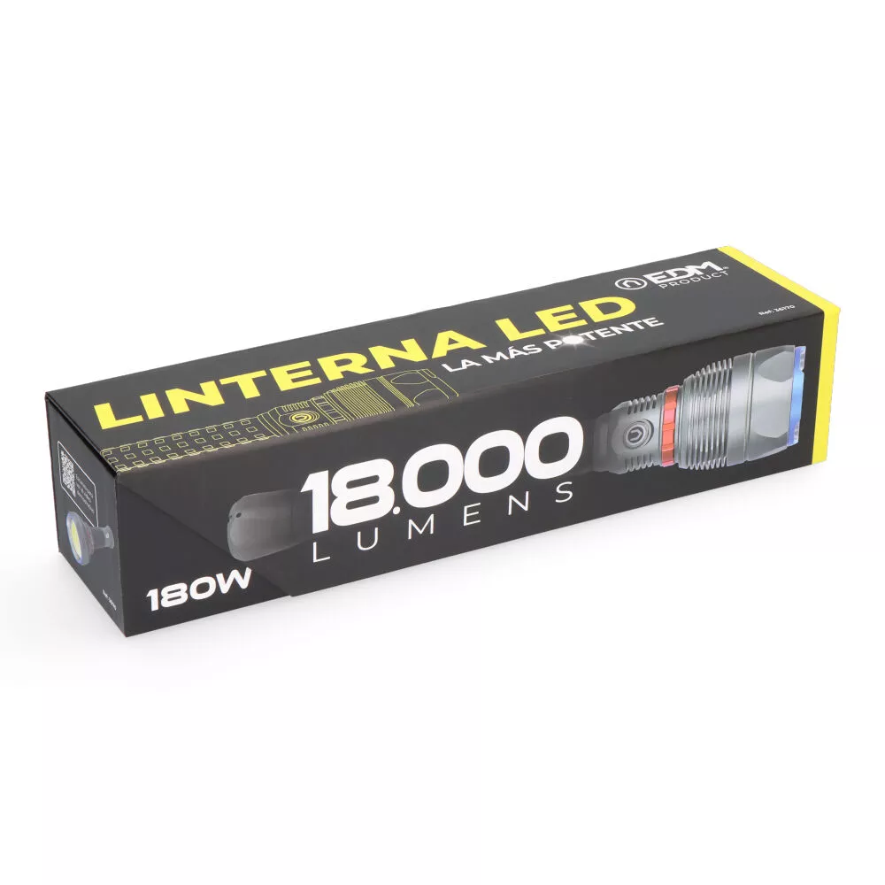 Linterna LED de Largo Alcance 18.000 Lúmenes (Power Bank) - EDM 36170 - Imagen 4