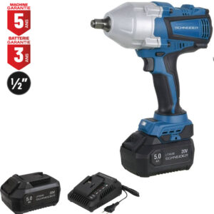 Llave de impacto a batería 1000Nm con motor Brushless y 2 baterías de 5Ah para mecánica pesada marca SCHNEIDER