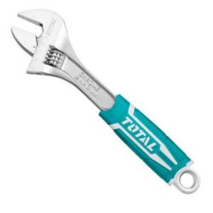 Llave inglesa ajustable 150mm con mango de goma y apertura extra ancha de 24mm marca TOTAL