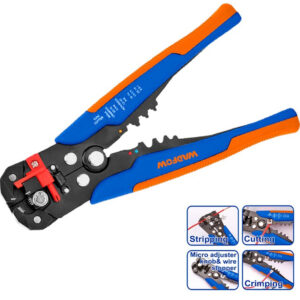 Pelacables automático 3 en 1 con funciones de corte y crimpado de terminales y mango ergonómico marca WADFOW
