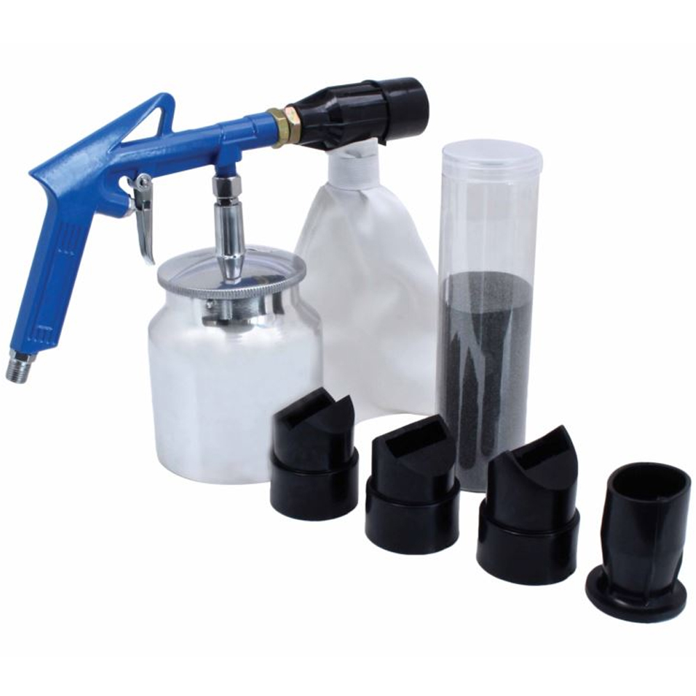 Pistola de chorro de arena neumática con bolsa de recuperación de abrasivo y 4 boquillas de goma SATRA