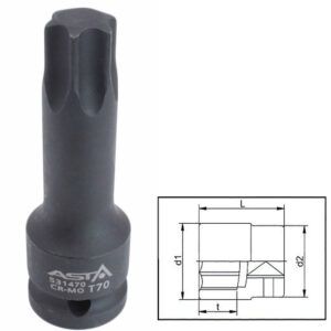 Punta Torx T70 de impacto con inserción de 1/2 pulgada fabricada en acero cromo molibdeno negro marca ASTA