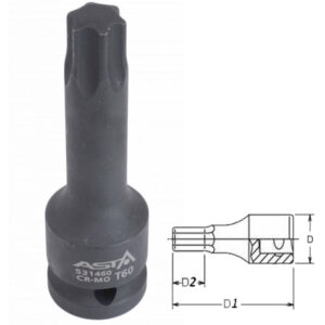 Punta Torx T80 de impacto profesional para camión con inserción de 1/2 pulgada y resistencia de 1041 Nm marca ASTA