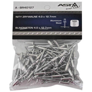 Bolsa de 100 remaches ciegos de aluminio estándar medida 4.0mm x 12.7mm marca ASTA para bricolaje y taller
