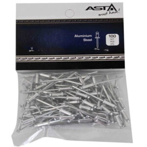 Bolsa con 100 remaches ciegos de aluminio y acero medida 4.8mm x 12.7mm marca ASTA para remachadora manual