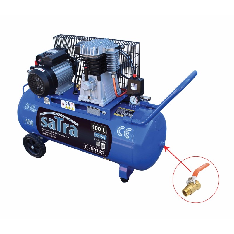 Compresor de Aire 100L Correa 2 Pistones | Profesional S-90155 - Imagen 3