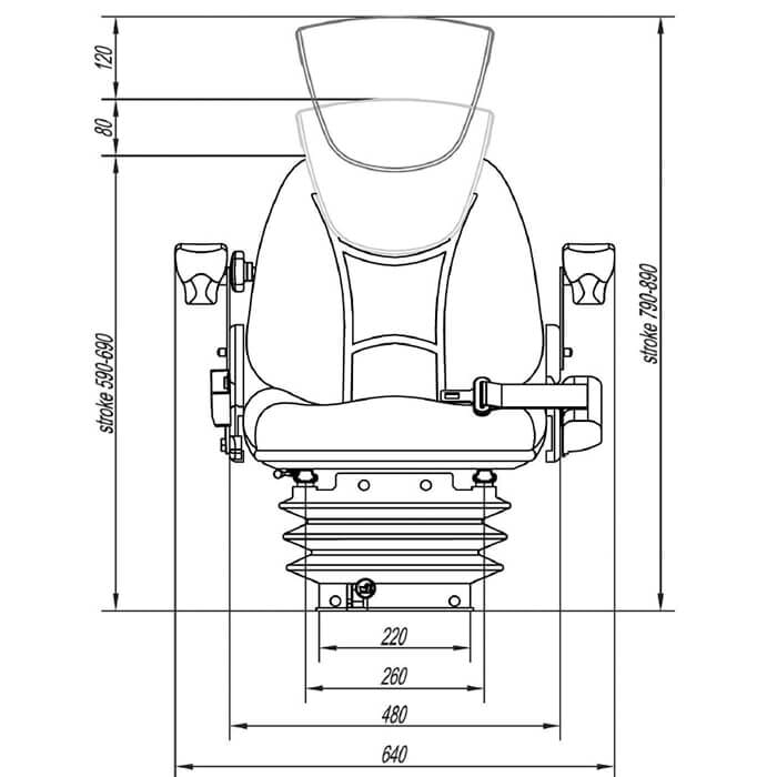 Asiento Confort RM62 200 M en PVC Negro con Suspensión, Brazos y Cabezal - Imagen 2