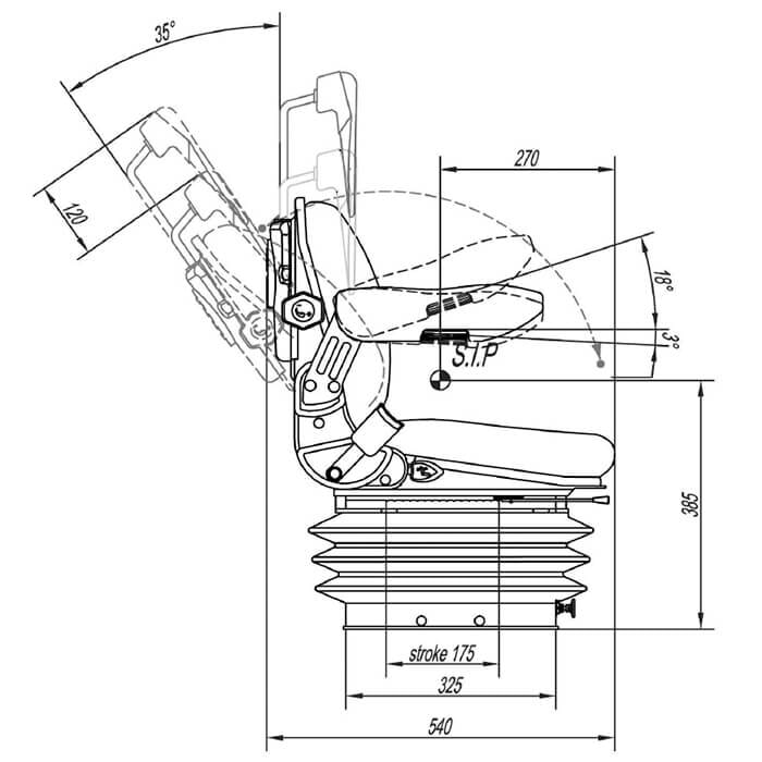 Asiento Confort RM62 200 M en PVC Negro con Suspensión, Brazos y Cabezal - Imagen 3