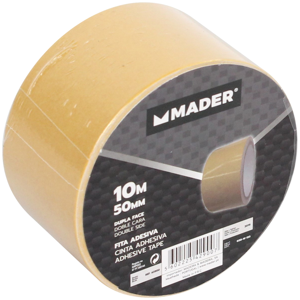 Rollo de cinta adhesiva de dos lados de 50mm de ancho para fijación de suelos y manualidades.