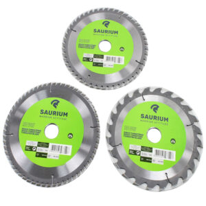 Juego de 3 discos de sierra circular 185mm de tungsteno para cortar madera con adaptadores incluidos.