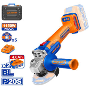 Amoladora angular batería 20V Wadfow 1150W motor brushless con maletín y 2 baterías