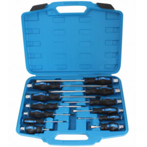 Juego de destornilladores de golpe Satra 12 piezas de acero CrV con varilla pasante en maletín