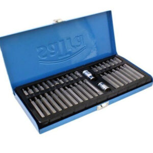 Maletín metálico con juego de puntas Hex Torx XZN Satra 40 piezas de acero S2 cortas y largas