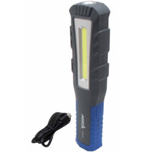 Potente linterna de trabajo recargable Asta A-GAL99 de 600 lúmenes con base magnética y gancho