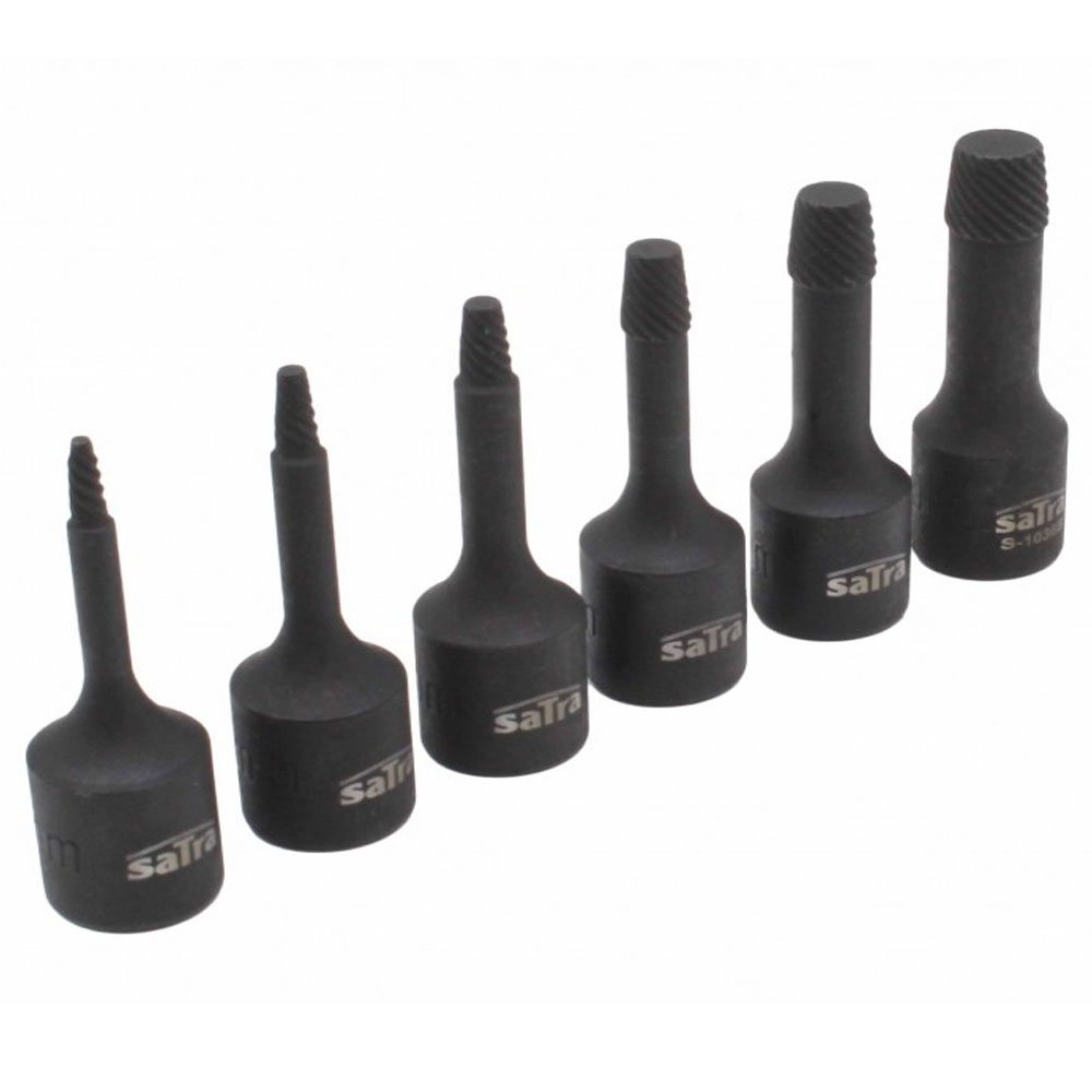 Juego de extractores de tornillos rotos y espárragos partidos SATRA S-1036B en estuche