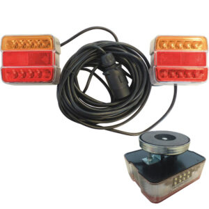 Kit de pilotos traseros LED magnéticos para remolque con cable de 7.5 metros y enchufe de 7 pines