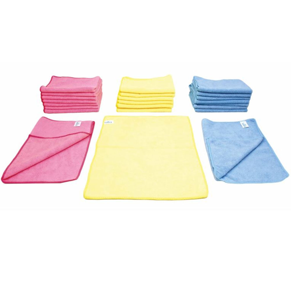 Pack de 24 paños de microfibra colores surtidos SATRA S-CL24MC para limpieza de coches