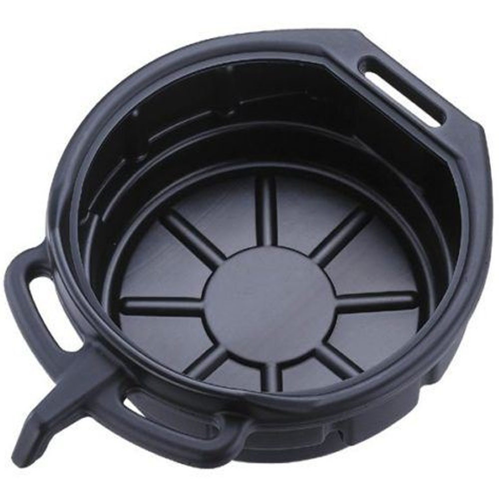 Bandeja recogedora de aceite 16 litros de polietileno negro con pico vertedor y asas