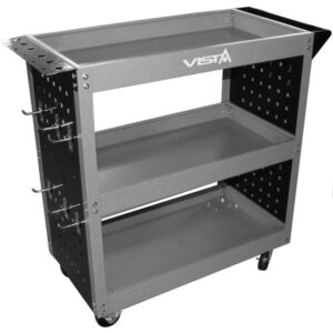 Carro de herramientas 3 bandejas marca VISTA con paneles perforados y capacidad de 300 kg