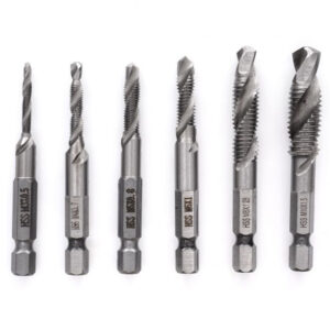 Juego de 6 brocas para roscar HSS con vástago hexagonal de 1/4 desde M3 hasta M10