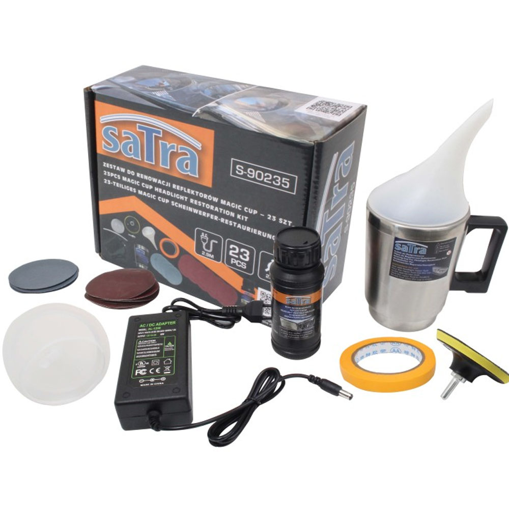 Kit de restauración de faros por vapor de polímero Satra Magic Cup 23 piezas