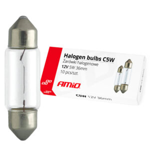 Pack de 10 bombillas C5W 36mm 12V profesionales AMIO para luz de matrícula e iluminación interior de coche con base SV8.5.