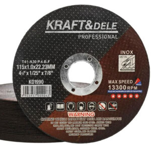 Disco de corte para metal 115mm extrafino de 1mm de grosor marca Kraft&Dele modelo KD1990. Pack de 25 piezas ideal para amoladora radial.