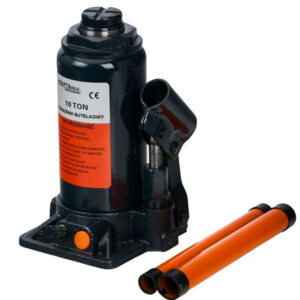 Gato hidráulico de botella 10t profesional Kraft&Dele KD1984 de columna color gris con palanca de elevación naranja.