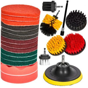 Juego de cepillos para taladro profesional Kraft&Dele KD10997 de 22 piezas con esponjas de pulido, cepillos de nylon y estropajos abrasivos.