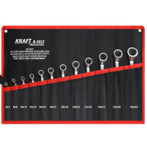 Juego de llaves acodadas de estrella profesional Kraft&Dele KD10927 de 12 piezas fabricadas en acero cromado con estuche organizador.