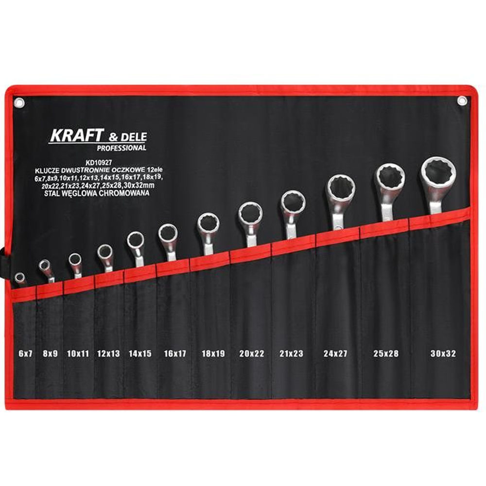 Juego de llaves acodadas de estrella profesional Kraft&Dele KD10927 de 12 piezas fabricadas en acero cromado con estuche organizador.
