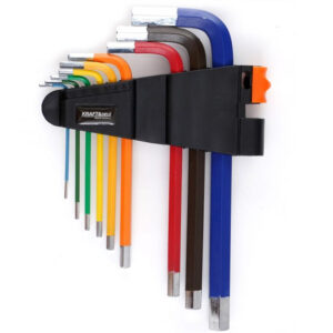 Juego de llaves Allen de colores profesional Kraft&Dele KD11931 de 9 piezas fabricadas en acero CRV con soporte organizador.