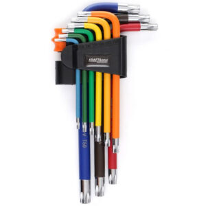 Juego de llaves Torx de colores profesional Kraft&Dele KD11930 de 9 piezas con puntas de seguridad y soporte organizador.