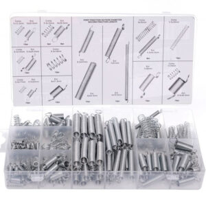 Juego de muelles y resortes profesional Kraft&Dele KD10483 de 200 piezas en acero galvanizado con estuche organizador para compresión y extensión.