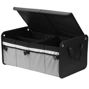 Organizador de maletero para coche profesional Kraft&Dele KD11881 con 3 compartimentos, bolsillos laterales y diseño plegable en color negro.